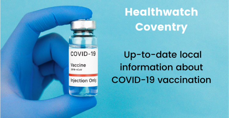 COVID-19 vaccination local information Bottle of COVID-19 vaccine held in gloved hand