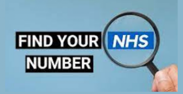 Picture of hand holder a magnifying glass over the teXt Find your NHS number