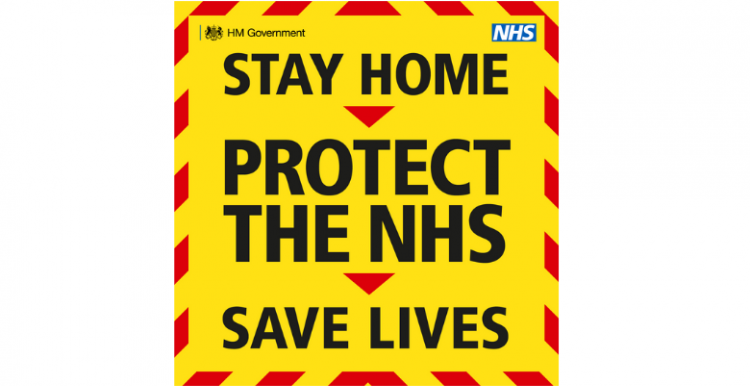 Government Covid-19 - stay at home, protect the NHS, save lives slogan Government Covid-19 - stay at home, protect the NHS, save lives slogan