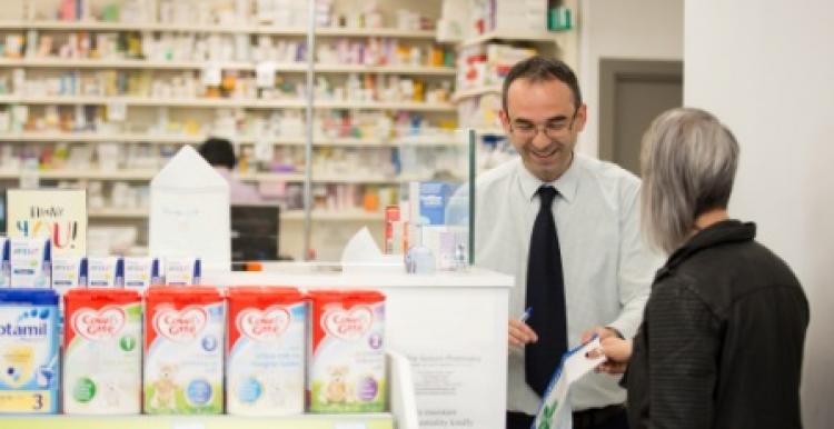 Woman visiting pharmacy