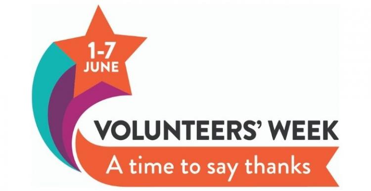 Image shows Volunteers' Week logo with the tagline 'A time to say thanks' Volunteers' Week 2021 logo