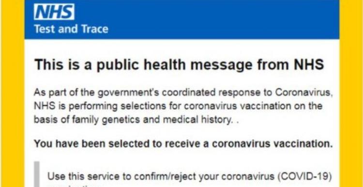 picture of a fake vaccination invite message picture of a fake vaccination invite message