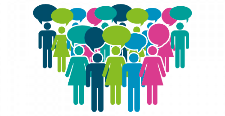 Group of people with speech bubbles Group of people with speech bubbles