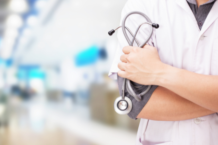 Picture of hospital doctor holding stethasope