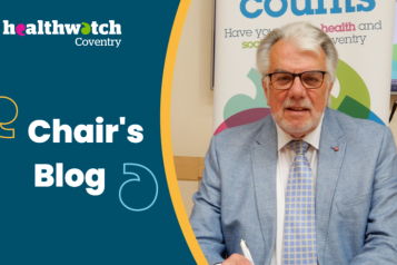 Image of Stuart Linnell MBE. Text reads "Healthwatch Coventry, Chair's Blog"