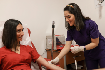 A woman donating blood