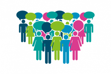 Group of people with speech bubbles